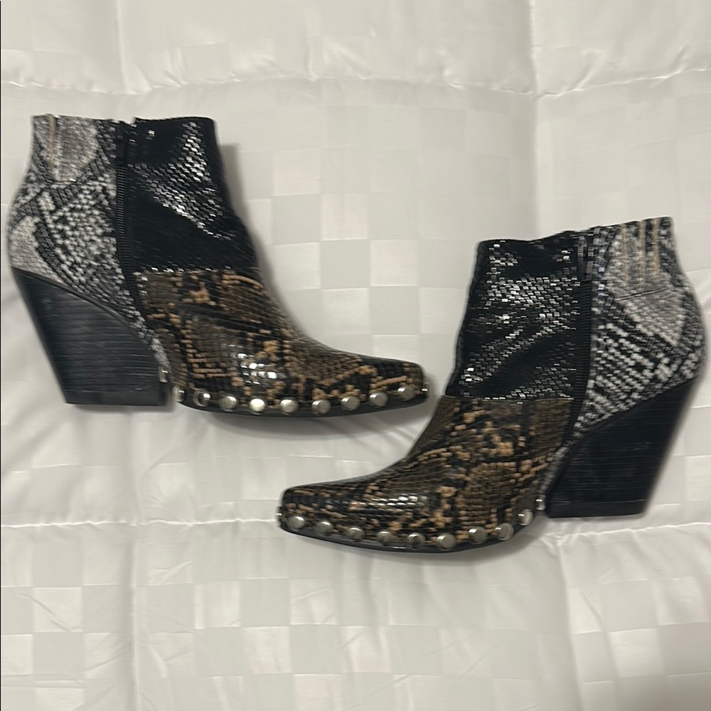Jeffrey Campbell Snakeskin Ankle Booties with Wedge Heel 10